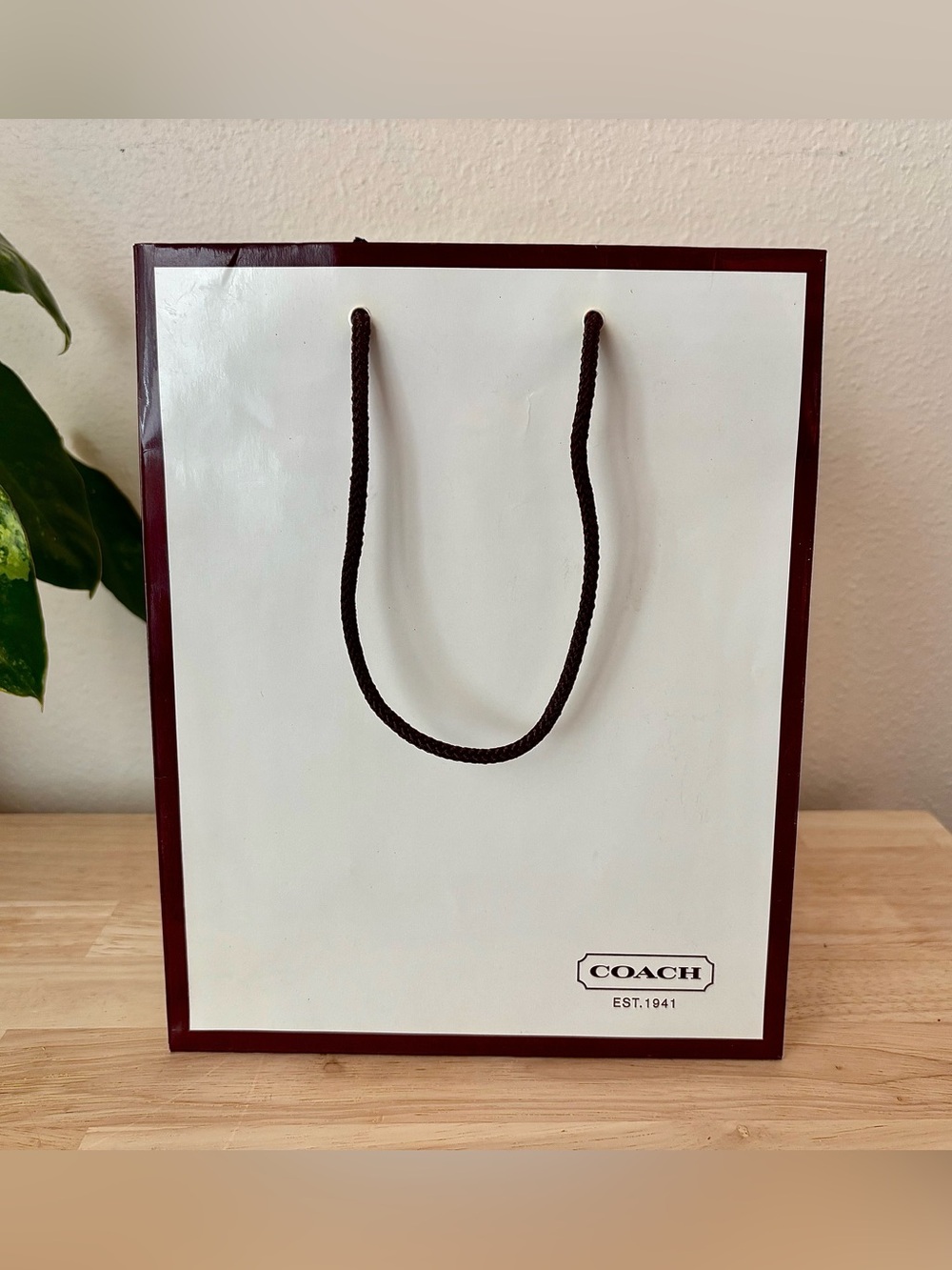 Y2K Vintage Coach Cream/Brown Shopping Bag, Red Interior